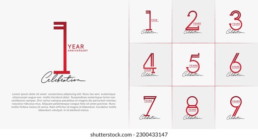 set of anniversary logotype red color and black calligraphy for special celebration event