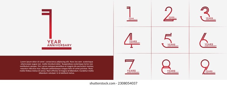 set of anniversary logotype red color for special celebration event