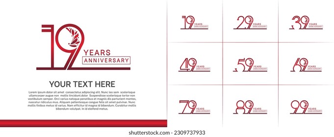 juego de aniversario logotipo color rojo con adorno para evento de celebración especial