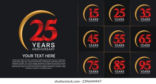 Set of Anniversary Logotype red color can be use for special day celebration