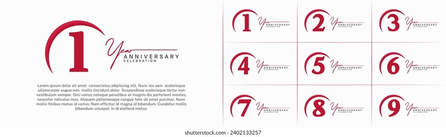 Set of Anniversary Logotype red color can be use for special day celebration