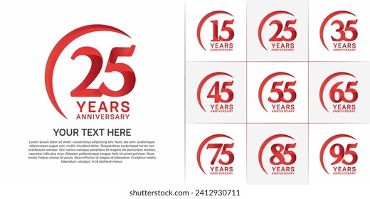 Set of Anniversary Logotype red color can be use for special day celebration