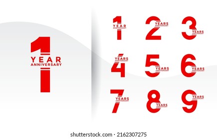 set anniversary logotype red flat color on white background for celebration moment