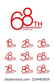 set of anniversary logotype red flat color special edition on white background for celebration