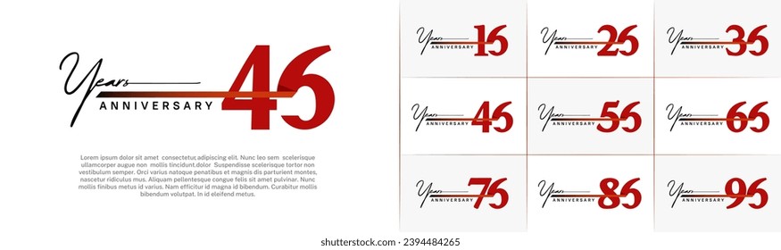 Set of Anniversary Logotype with red ribbon, red color can be use for special day celebration