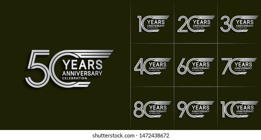 set of anniversary logotype with silver color for celebration purpose and special moment