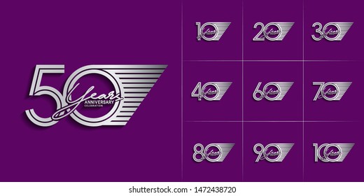 set of anniversary logotype with silver color for celebration purpose and special moment