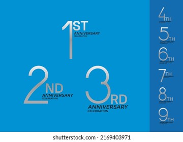 set of anniversary logotype silver color special edition on blue background for celebration