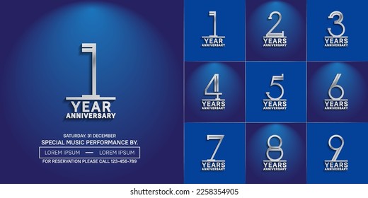 conjunto de color plateado del logotipo del aniversario para un evento de celebración especial