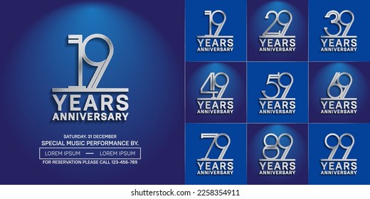 set of anniversary logotype silver color for special celebration event