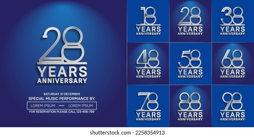 set of anniversary logotype silver color for special celebration event