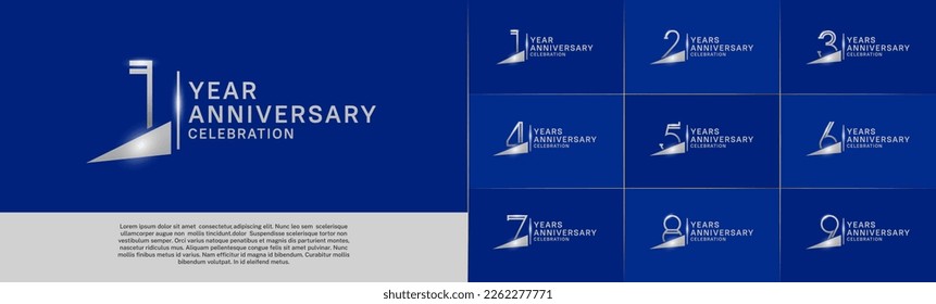 set of anniversary logotype silver color with ribbon for special celebration event