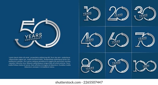 set of anniversary logotype silver color for special celebration event