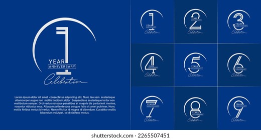 set of anniversary logotype silver color with silver swoosh for special celebration event