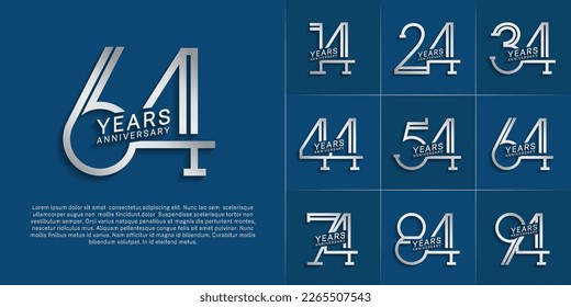 set of anniversary logotype silver color for special celebration event