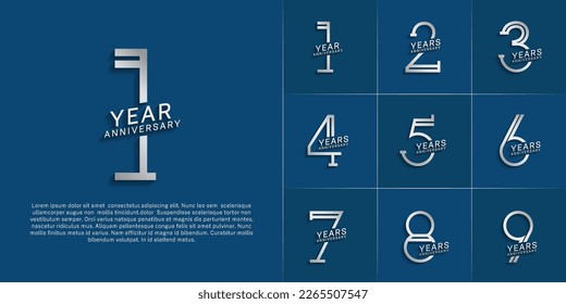 set of anniversary logotype silver color for special celebration event
