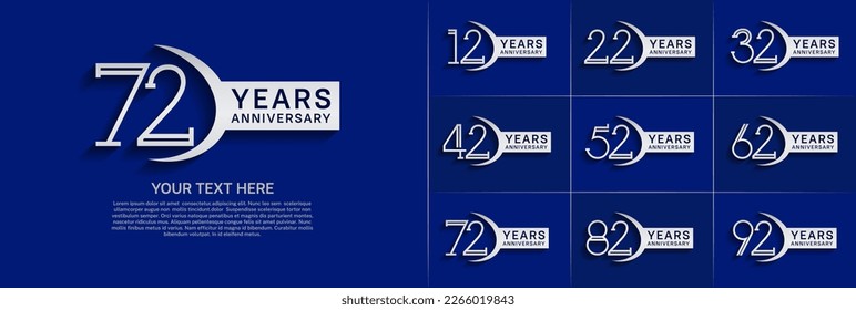set of anniversary logotype silver color and ribbon for special celebration event
