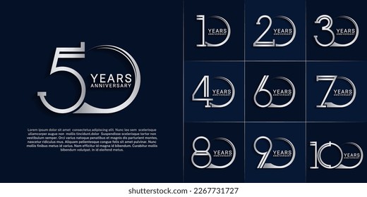 set of anniversary logotype silver color for special celebration event