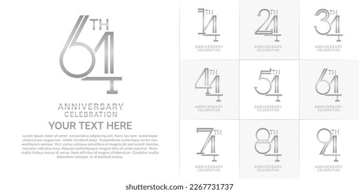 set of anniversary logotype silver color for special celebration event