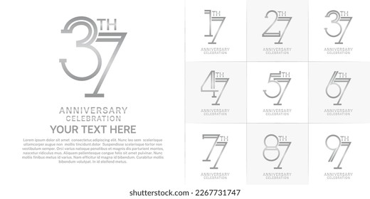 set of anniversary logotype silver color for special celebration event