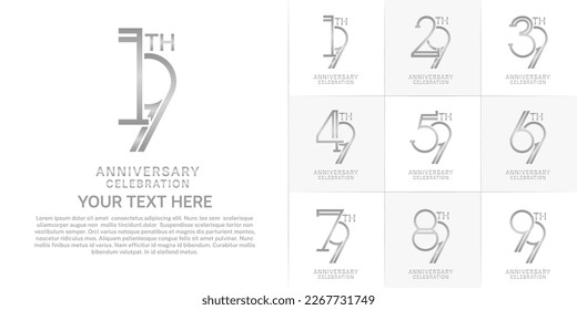 conjunto de color plateado del logotipo del aniversario para un evento de celebración especial