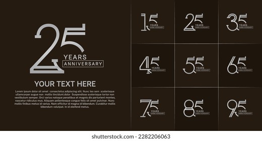 set of anniversary logotype silver color for special celebration event