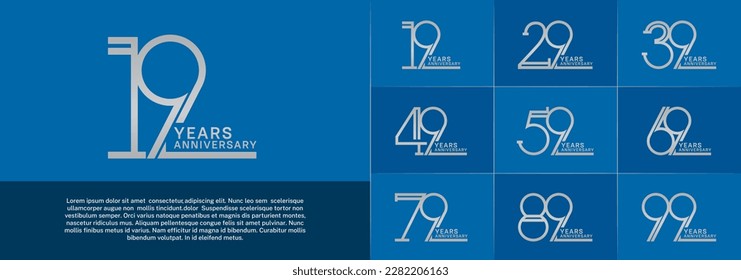set of anniversary logotype silver color for special celebration event