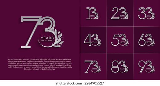 juego de aniversario logotipo color plata y adorno para evento de celebración especial
