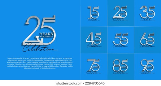 set of anniversary logotype silver color and black calligraphy for special celebration event