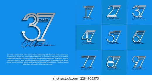 set of anniversary logotype silver color and black calligraphy for special celebration event