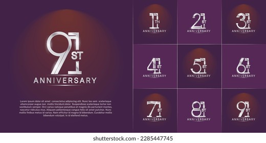 set of anniversary logotype silver color for special celebration event