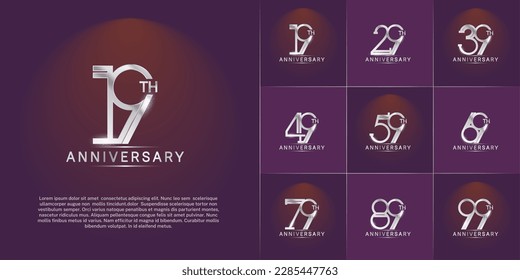 conjunto de color plateado del logotipo del aniversario para un evento de celebración especial