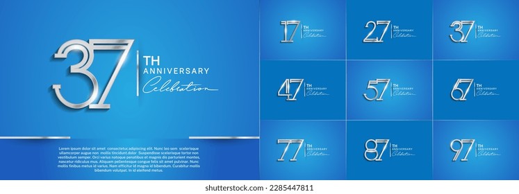 set of anniversary logotype silver color and white handwriting for special celebration event