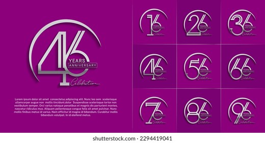 juego de aniversario logotipo color plata con escritura a mano para evento de celebración especial