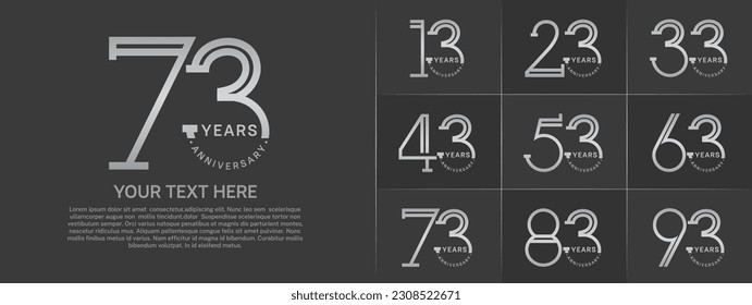 set of anniversary logotype silver color for special celebration event