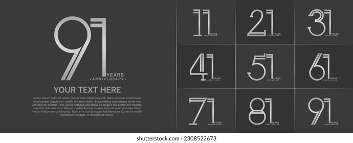 set of anniversary logotype silver color for special celebration event