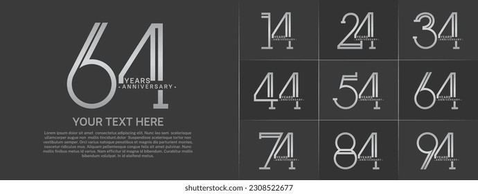 set of anniversary logotype silver color for special celebration event