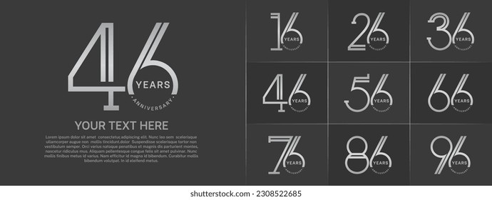 set of anniversary logotype silver color for special celebration event