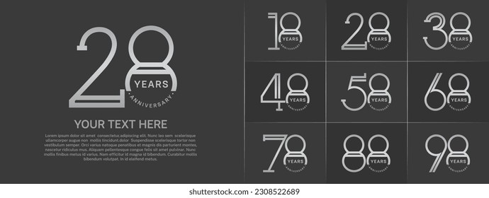 set of anniversary logotype silver color for special celebration event