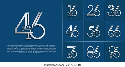 set of anniversary logotype silver color for special celebration event