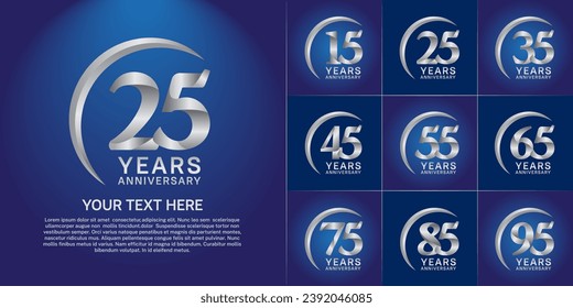 Set of Anniversary Logotype silver color can be use for special day celebration