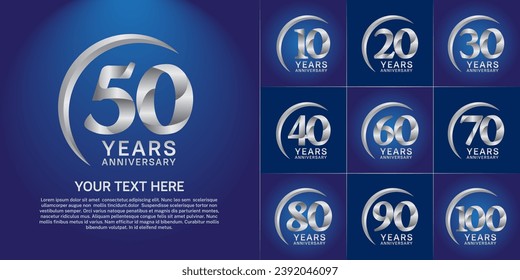 Set of Anniversary Logotype silver color can be use for special day celebration