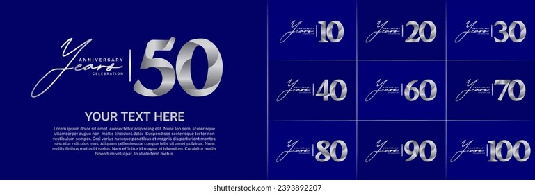 Set of Anniversary Logotype silver color can be use for special day celebration