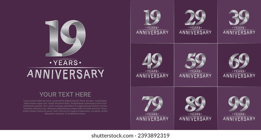 Juego de Aniversario Logotipo color plata puede ser usado para celebración de día especial