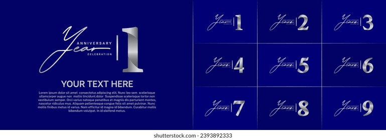 Set of Anniversary Logotype silver color can be use for special day celebration