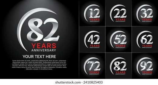 Juego de Aniversario Logotipo color plata puede ser usado para celebración de día especial