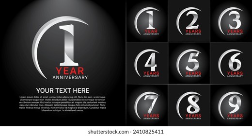 Set of Anniversary Logotype silver color can be use for special day celebration