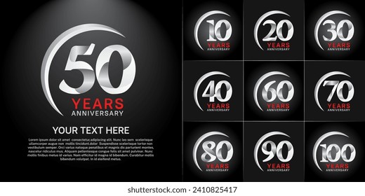 Set of Anniversary Logotype silver color can be use for special day celebration