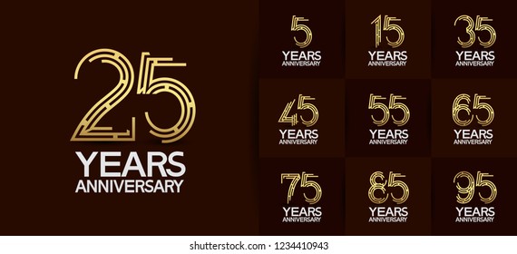 Set Anniversary Logotype Silver Gold Color Stock Vector Royalty Free