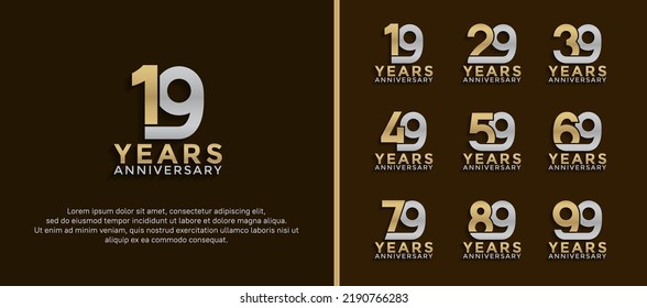 juego de aniversario logotipo plata y color oro sobre fondo marrón para momento de celebración